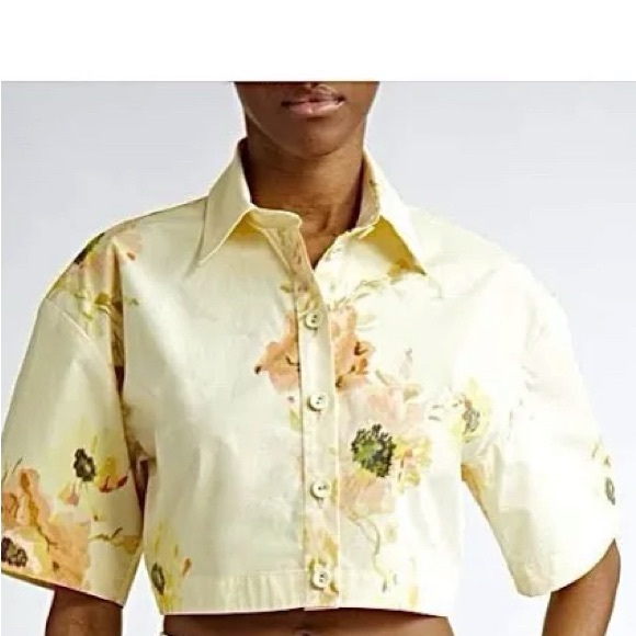 Zimmermann Tops - *NWT* Zimmermann Lightburst Relaxed Crop Shirt Yellow Floral Size 2 M 6-8 $425
